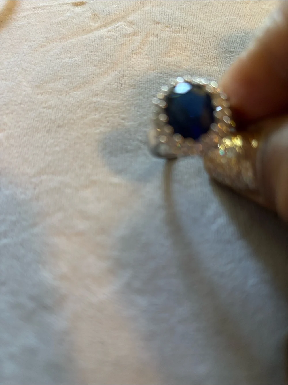 Blue Oval Halo Ring for Women - Classic Sparkle